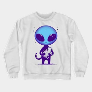 Alien holding cat funny Crewneck Sweatshirt